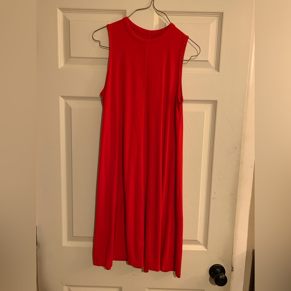Red sleeveless Time and Tru loose dress